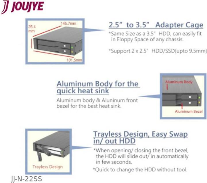 Actual product image Joujye 2.5 Zoll Festplatten-Einbaurahmen