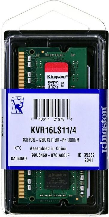 Actual product image Kingston ValueRAM (1 x 4GB, 1600 MHz, DDR3L-RAM, SO-DIMM)