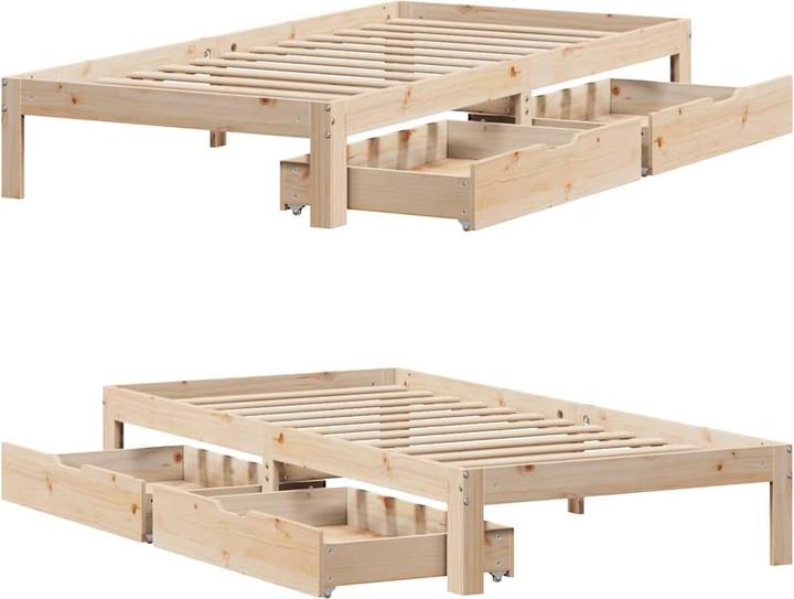 Produktbild vidaXL Bett mit Schubladen Kiefer (135 x 190 cm)