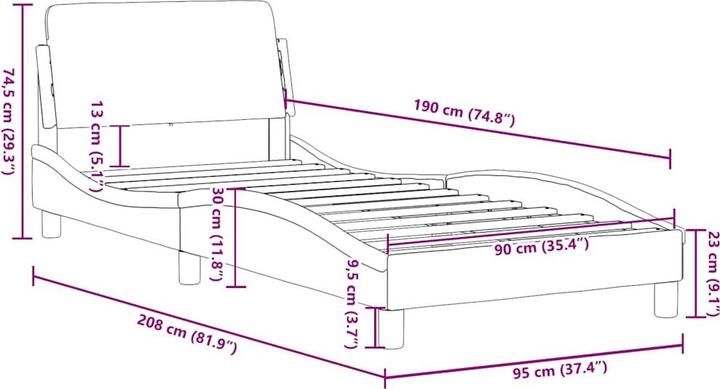 Produktbild vidaXL Bettgestell (90 x 190 cm)
