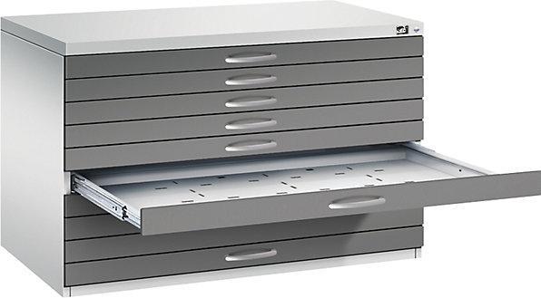 Actual product image C+P CP 7100 Plan cupboard light grey, volcanic grey 10 drawers 110.0 x 76.5 x 76.0 cm (110 x 76.50 x 76 cm)