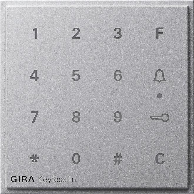 Gira, Zutrittskontrolle, Aufsatz Codetastatur TX 44 F Alu 851365