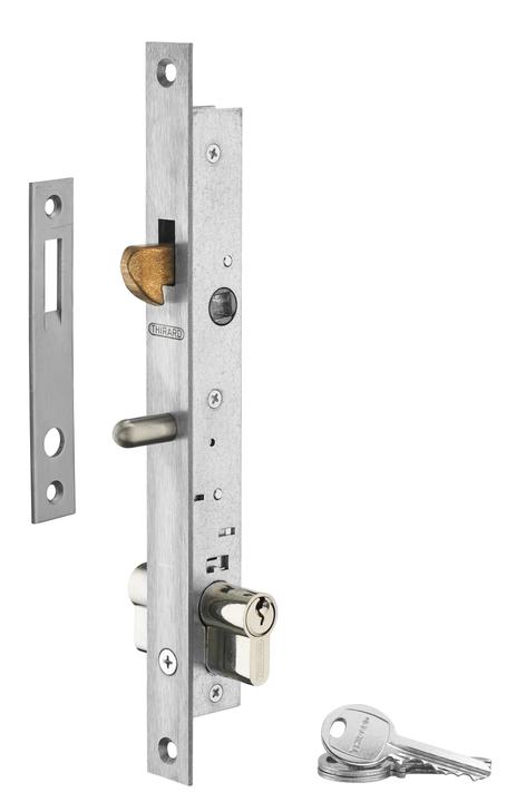 Produktbild Thirard Einsteckschloss mit Zylinderhaken, Achse 16mm, quadratische Enden, Zylinder 30x30mm, verzinkt, 3 Sch (Einsteckschloss)