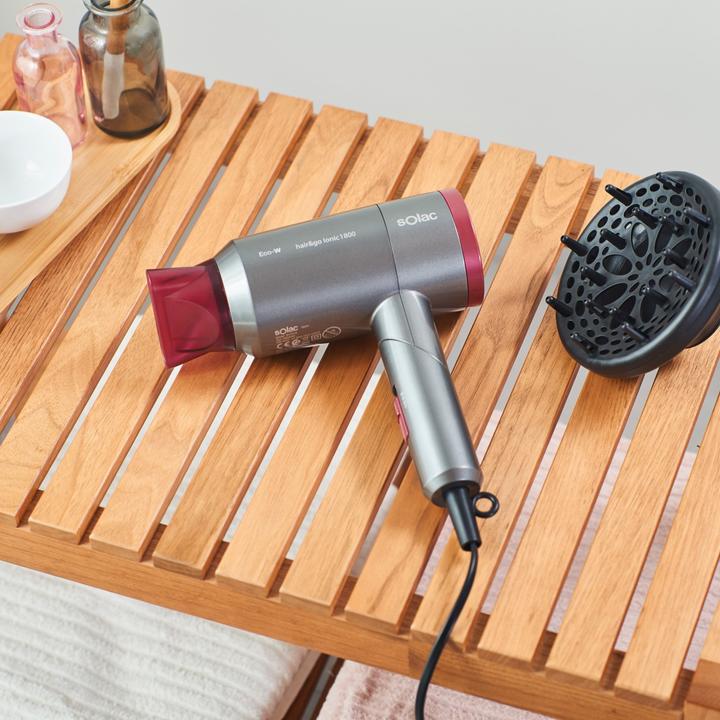Actual product image Solac Hair&Go Ionic, Grey, Purple, Hanging ring, 2000 W, 420 g