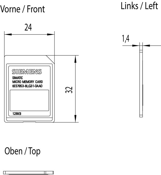 Actual product image Siemens 6ES7953-8LG31-0AA0 - 0.000128 GB - MMCmicro - Scratch resistant - Green (MMC)