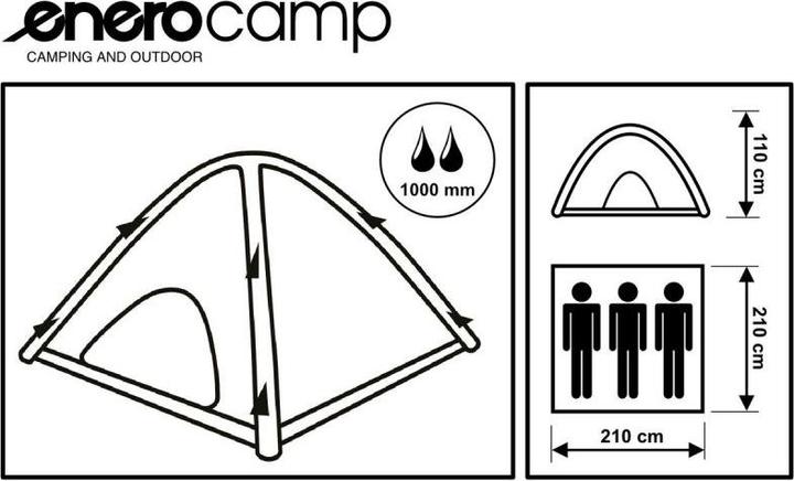 Produktbild Enero NAMIOT 3 OSOBOWY HOLIDAY DMUCHANY 210x210x110CM CAMP (Tunnelzelt, 3.75 kg, 3 Personen)