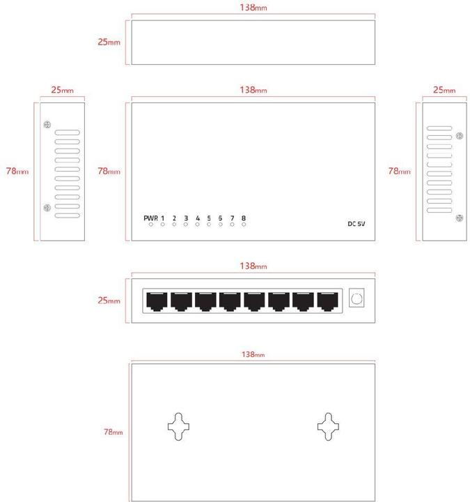 Productafbeelding Lanview Unmanaged 8 port Switch (8 ports)
