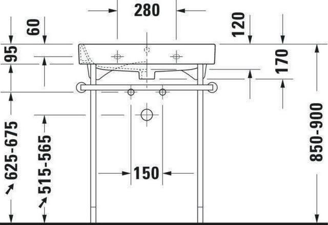 Actual product image Duravit Metal bracket HAPPY D.2 height-adjust. +50mm chr f WT 231865 chrome (62.5 x 49 x 80 cm)