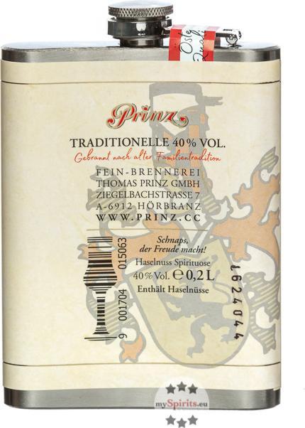 Produktbild Prinz Flachmann Haselnuss-Schnaps 0,2l