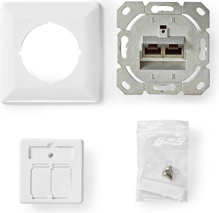 Immagine prodotto Nedis Presa di rete a muro | Montaggio ad incasso | Porta/e a 2 porte | CAT6 | Diritto | Presa | Placcato (S/UTP, CAT6, 0.08 m)