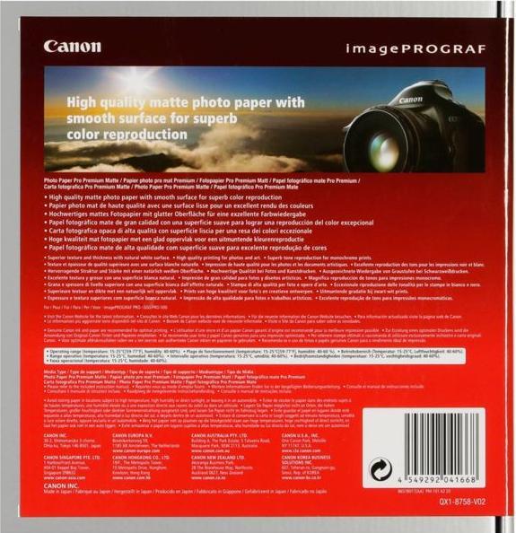 Actual product image Canon PM-101, Premium Matte Photo Paper (210 g/m², A2, 20 x)