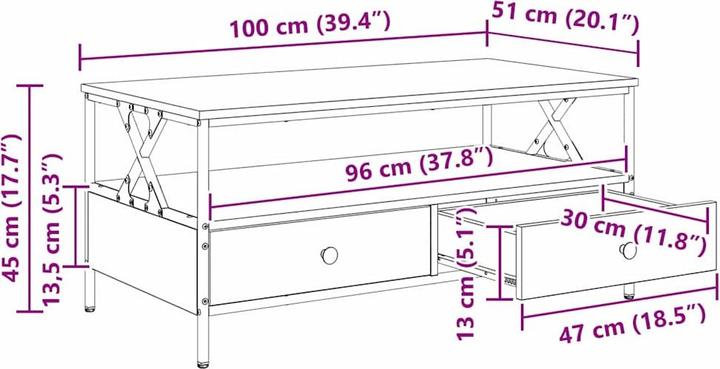 Immagine prodotto VidaXL Tavolino da caffè (100 x 51 x 45 cm)