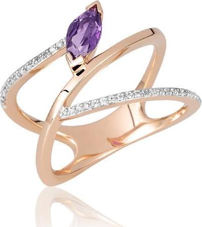 Produktbild Breuning RING - E.AMETHYST/Brill. 0,18 Ct. H/si (55, 750/18 K Gold)