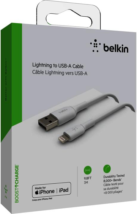 Actual product image Belkin USB charging cable Boost Charge USB-A - Lightning 3 m (3 m, USB 2.0)