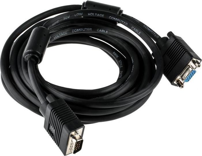 Actual product image RS PRO VGA cable A VGA / plug B VGA / socket, 5m PVC black (0.17 m)