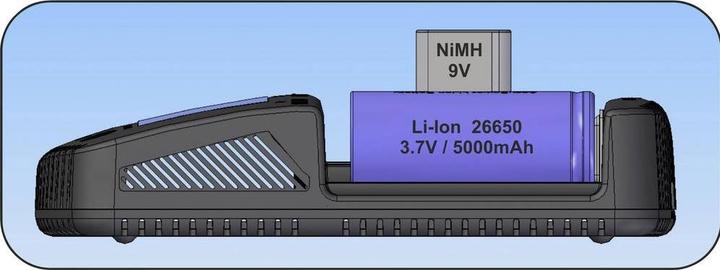 Actual product image AccuPower Round Cell Charger NiCd, NiM (1 pcs., 14500, 18650, 26650, AA, CR123A, Battery + charger)