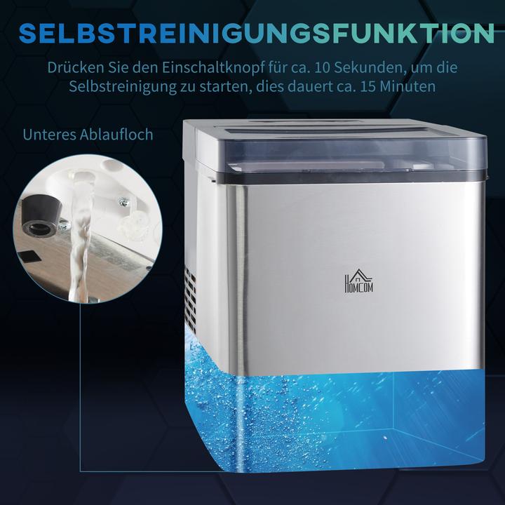 Produktbild Swisshandel24 Eiswürfelmaschine, 2, 1 Liter Wasser, 15 kg in 24 h, Selbstreinigend, Weiss, inkl. Eiswanne + Eissch