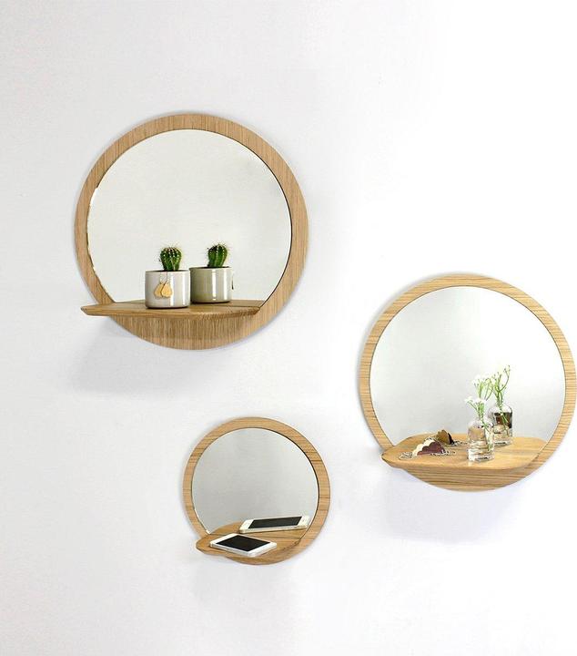 Image du produit Reine Mère Miroir mural avec étagère petit modèle - Dia. 29.5 cm