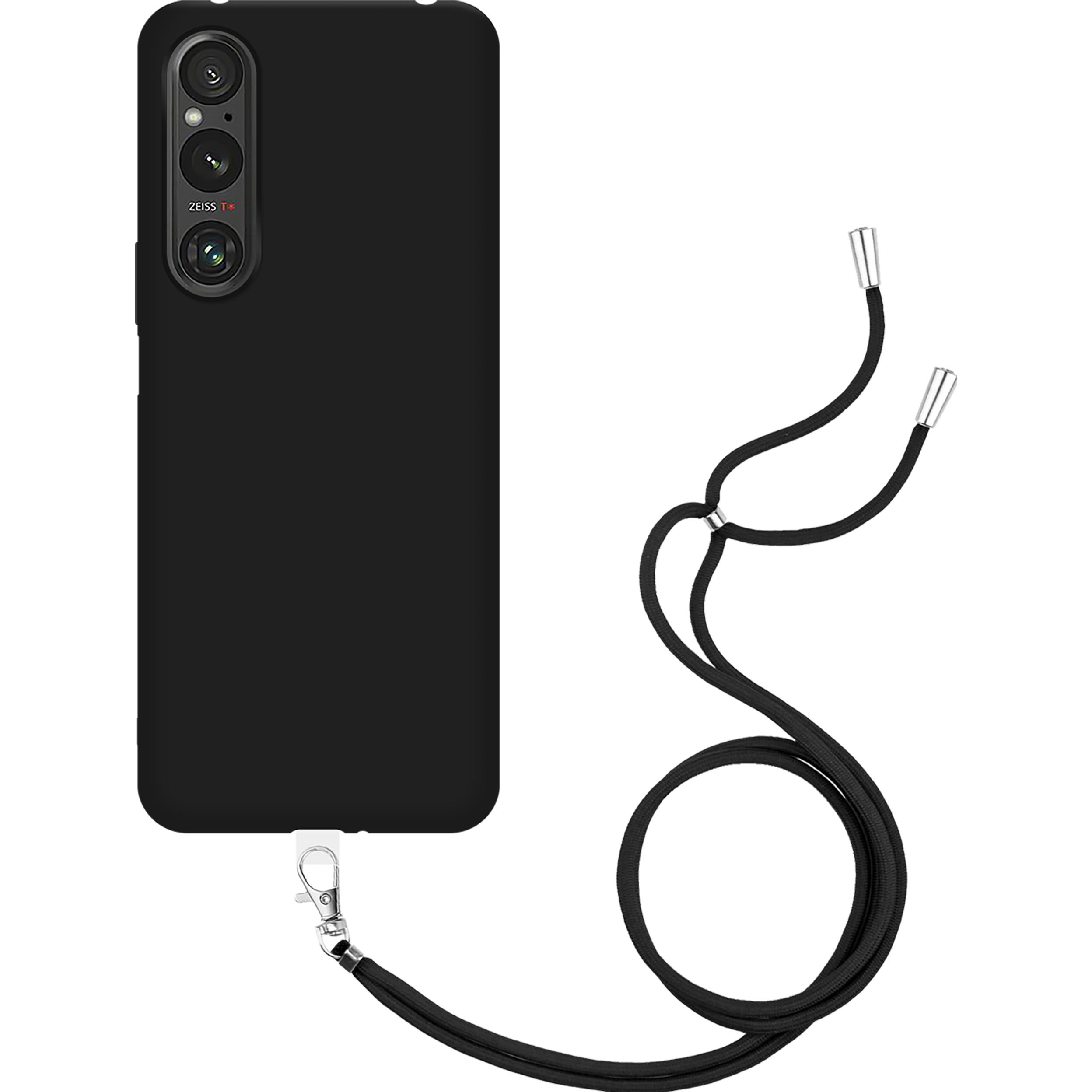 Thumbnail - Cazy Handykette Hülle Kompatibel mit Sony Xpera 1 V - Silikon Handyhülle mit Band Necklace Hülle -, Handykette, Schwarz