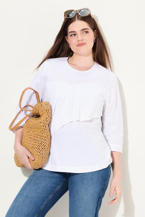 Produktbild Ulla Popken Bluse, Volant, A-Linie, Rundhals, 3/4-Arm (58)