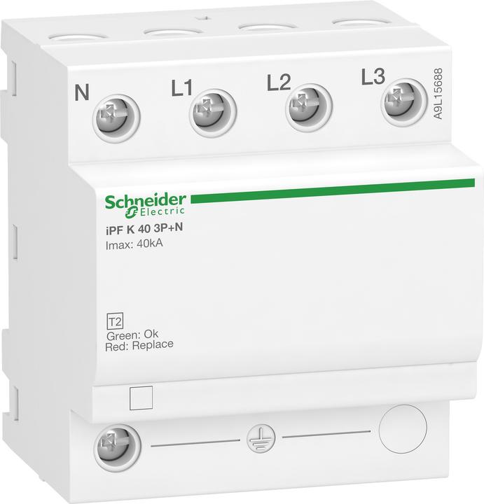 Image du produit APC SE Schneider A9L15688 Parafoudre iPF K 40, type 2, 3P+N, Imax 40kA,In 15kA