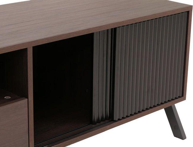 Produktbild Mendler TV-Rack HWC-O40, MDF Metall Melamin 49x120x40cm – Walnuss-Optik