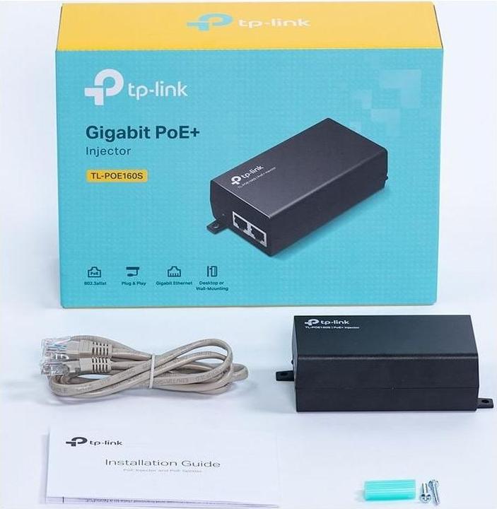 Actual product image TP-Link PoE+ Injector Adapter TL-POE160S Ethernet LAN (RJ-45) Ports 1x10 (802.3at (PoE+), 802.3af (PoE), 30 W)