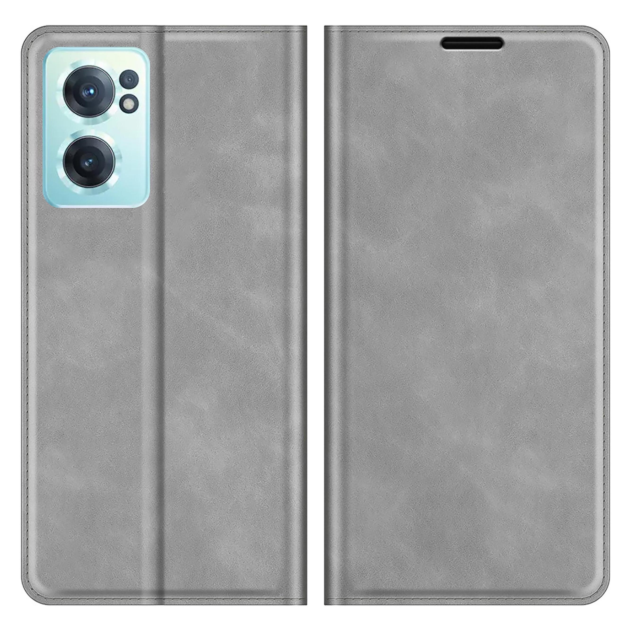 Cazy Book Case Kompatibel Mit OnePlus Nord CE2 - Hülle Klappbar Magnetisch Kunstleder - Grau, Smartphone Hülle, Grau