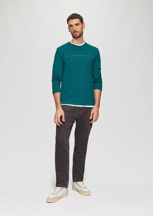 Actual product image S.Oliver T-Shirt Meliertes Longsleeve aus Jersey mit Logo-Print (3XL)