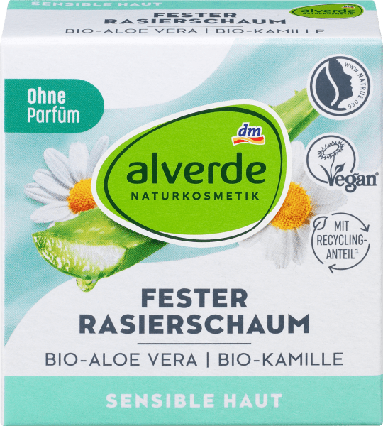 Actual product image dm alverde Solid organic aloe vera, organic camomile