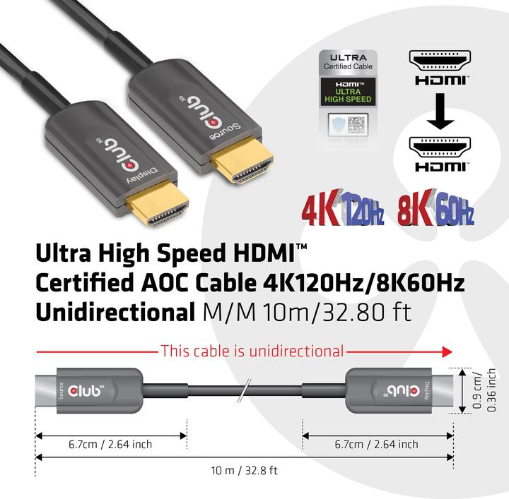 Immagine prodotto Club 3D HDMI (Typ A) — HDMI (Typ A) (10 m, HDMI, 2.1)