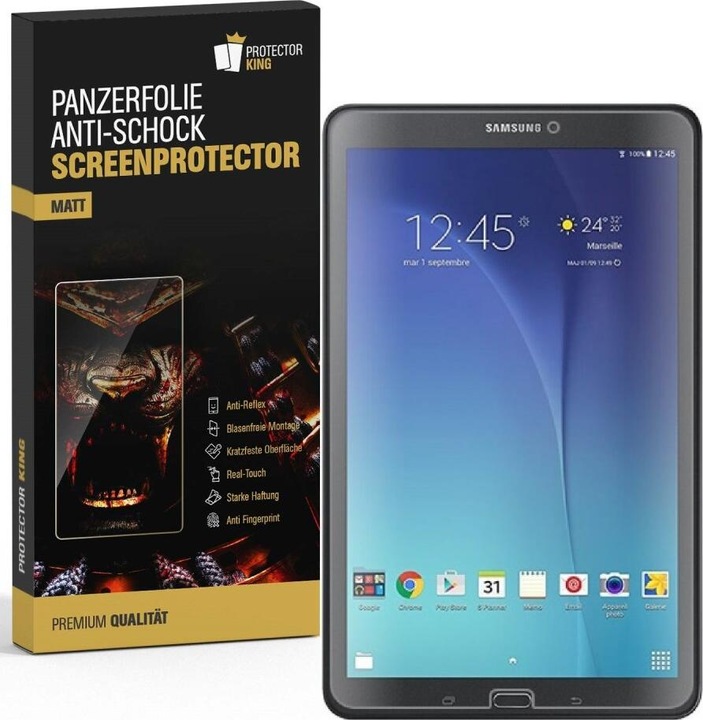Actual product image Protectorking 1x Panzerfolie Anti-Shock matt entspiegelt (1 Piece, Galaxy Tab E 9.6)