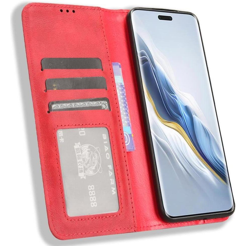 Thumbnail - Cover-Discount Honor Magic6 Pro - Vintage Flip Case Hülle rot (Honor Magic6 Pro), Smartphone Hülle, Rot