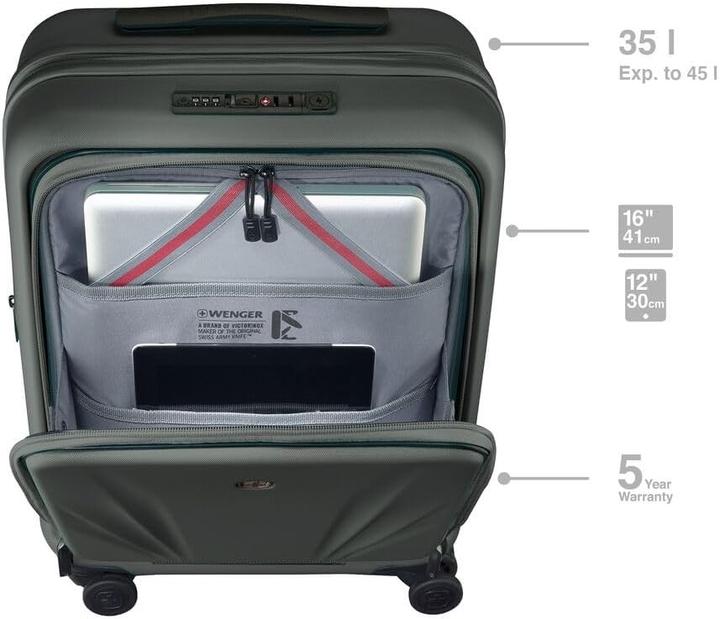 Actual product image Wenger Legacy HS Expandable Hardcase with TSA Lock, USB Ports, and Laptop Compartment