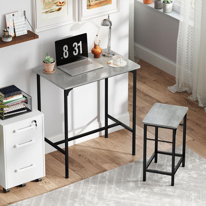 Immagine prodotto Homcom Bartisch Set Spanplatte, Stahl Grau (80 x 50 x 87 cm)