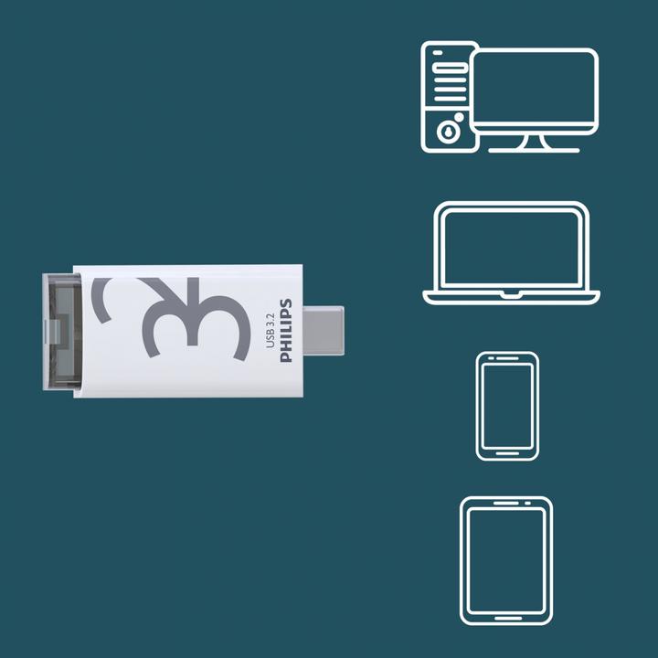 Image du produit Philips USB 3.2 32 Go Click Series Gen 1 USB-C (32 Go, USB 3.2)
