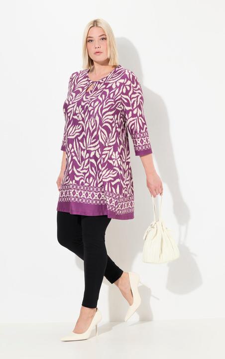 Actual product image Ulla Popken Two Color Border Print Stretch Knit Tunic (62)