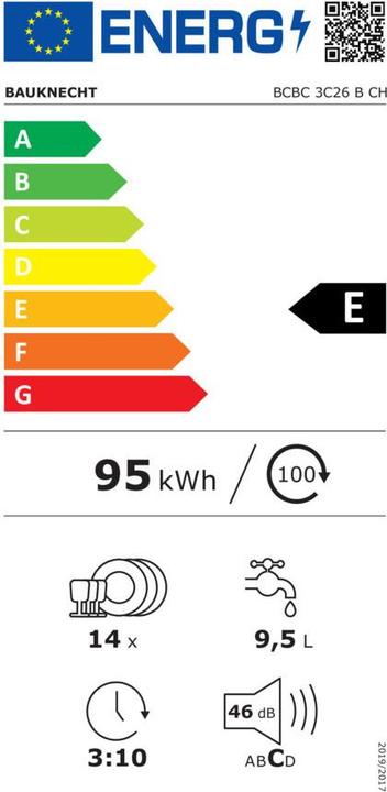Label énergétique Bauknecht Bcbc 3c26 B Ch