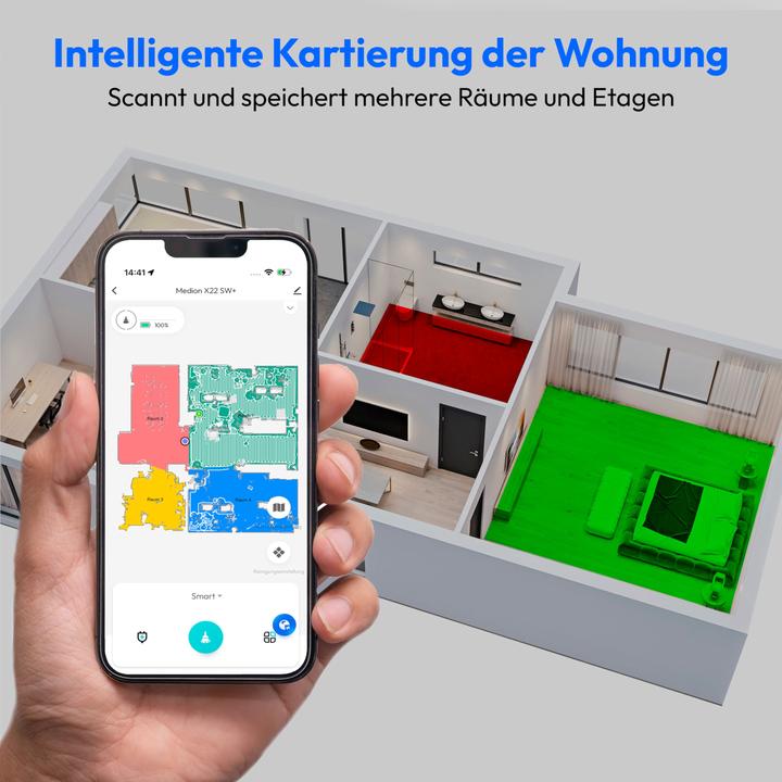 Image du produit Medion X22 SW+ Saugroboter mit Absaugstation & Wischfunktion (5000 Pa)