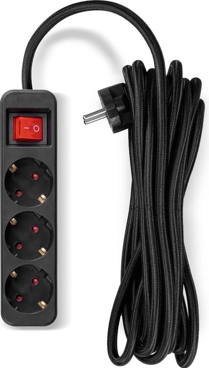 Actual product image Fuj Tek 3-piece Extension Cord, 5 m, braided, black (5 m)