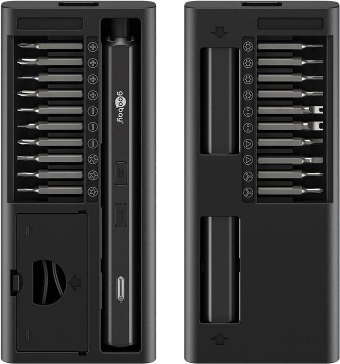 Actual product image Goobay Elektrischer Schraubendreher mit 20-tlg. Präzisions-Bitsatz (Hexagon socket round, Phillipps cross recess (PH), Tri-wing)
