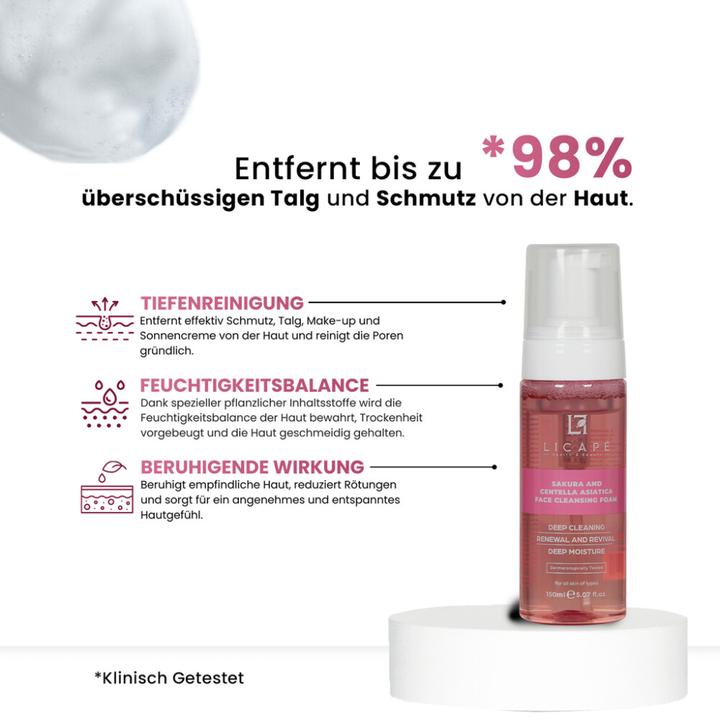 Produktbild Licape Schaumreiniger 150 ml – Mit Sakura & Centella Asiatica für strahlende Haut (Reinigungsschaum, 150 ml)