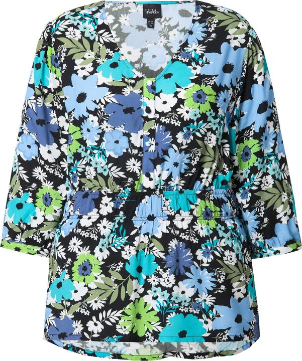 Image du produit Ulla Popken Blouse motif floral, décolleté en V et manches 3/4, coupe évasée (42, 44)