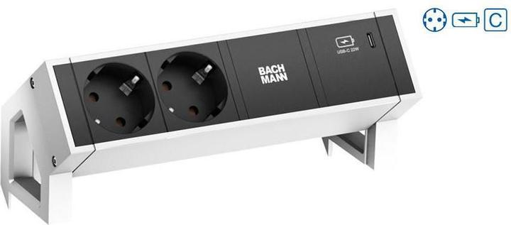 Actual product image Bachmann DESK 2 2x socket 1x USB-C Charger 60W 1x CM (902.937), white (2 x, CEE 7/3, 0.20 m)
