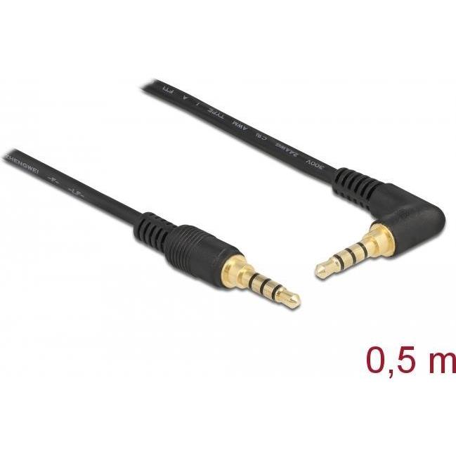 Delock Klinkenkabel 4 Pin Stecker > Stecker (0.50 m, 3.5mm Klinke (AUX)), Audio Kabel