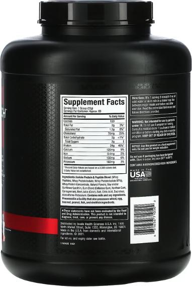 Valeurs nutritives et ingrédients Muscle Tech MuscleTech Nitro Tech 100% Whey Gold (Vanille, 1 pcs, 2260 g)