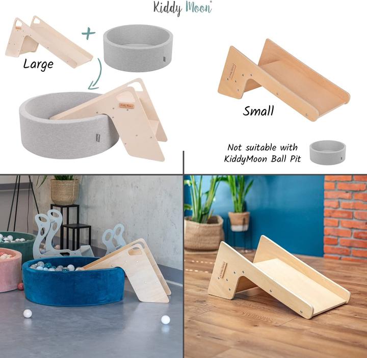 Produktbild KiddyMoon Kinder Rutsche Aus Holz Gross Grau