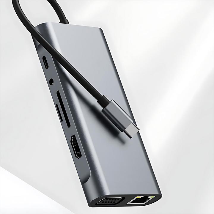 Actual product image Value USB C Dockingstation 11-in-1, 4K30 1x(HDMI/VGA/GbE), USB(3xA,1xC,1xC PD) (USB-C, 11 ports)