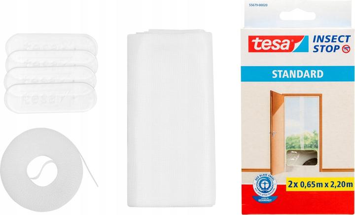 Produktbild tesa Insektenschutz STANDARD für Fenster, mit Klettband, ohne Bohren (65 x 220 cm)