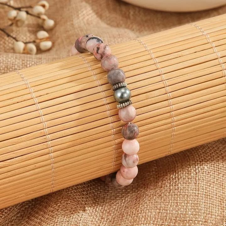 Produktbild ASMI Elegantes Zebra-Jaspis-Perlenarmband aus Naturstein (Naturstein)